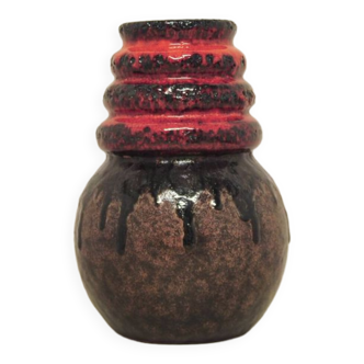 vase vintage rouge et marron Fatlava Allemagne de l'Ouest Scheurich