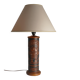 Mid-Century Modern Aztec Motif Hand Tooled Leather Table Lamp