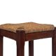 Vintage rattan stool with oak, 60s wabi sabi design, minimalist