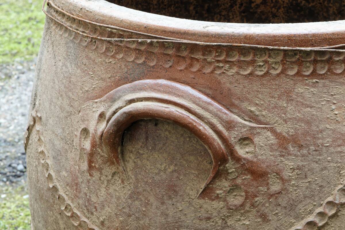 Large turned terracotta jar, 19th century