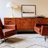 Swivel armchair skai and chrome 60s