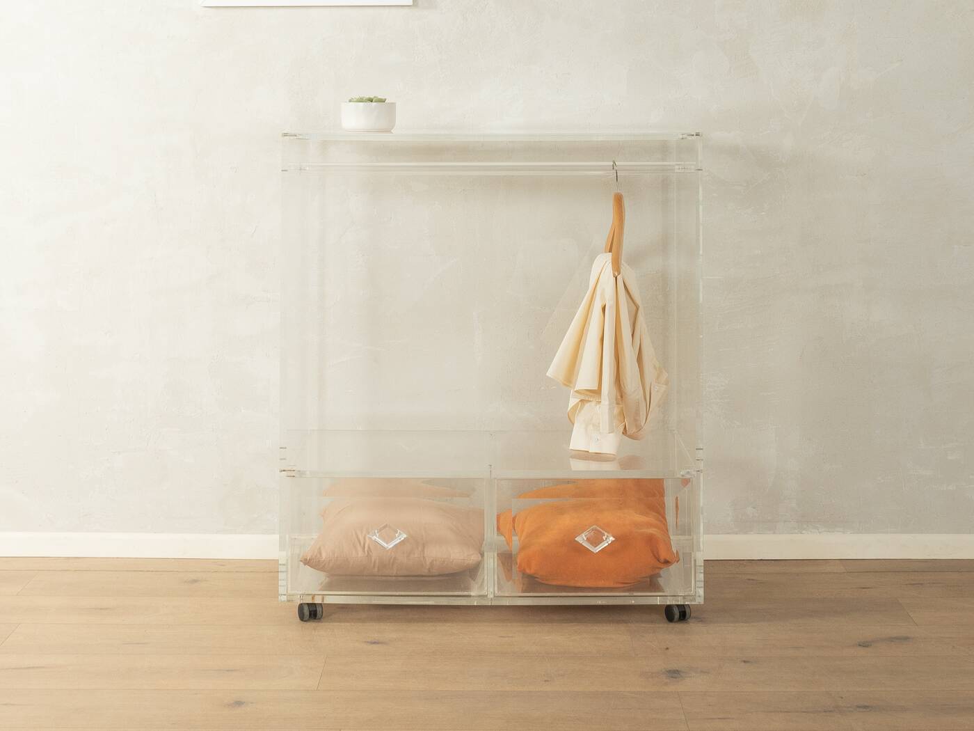 Minimalist chest of drawers from the 1980s, acrylic glass, unique piece