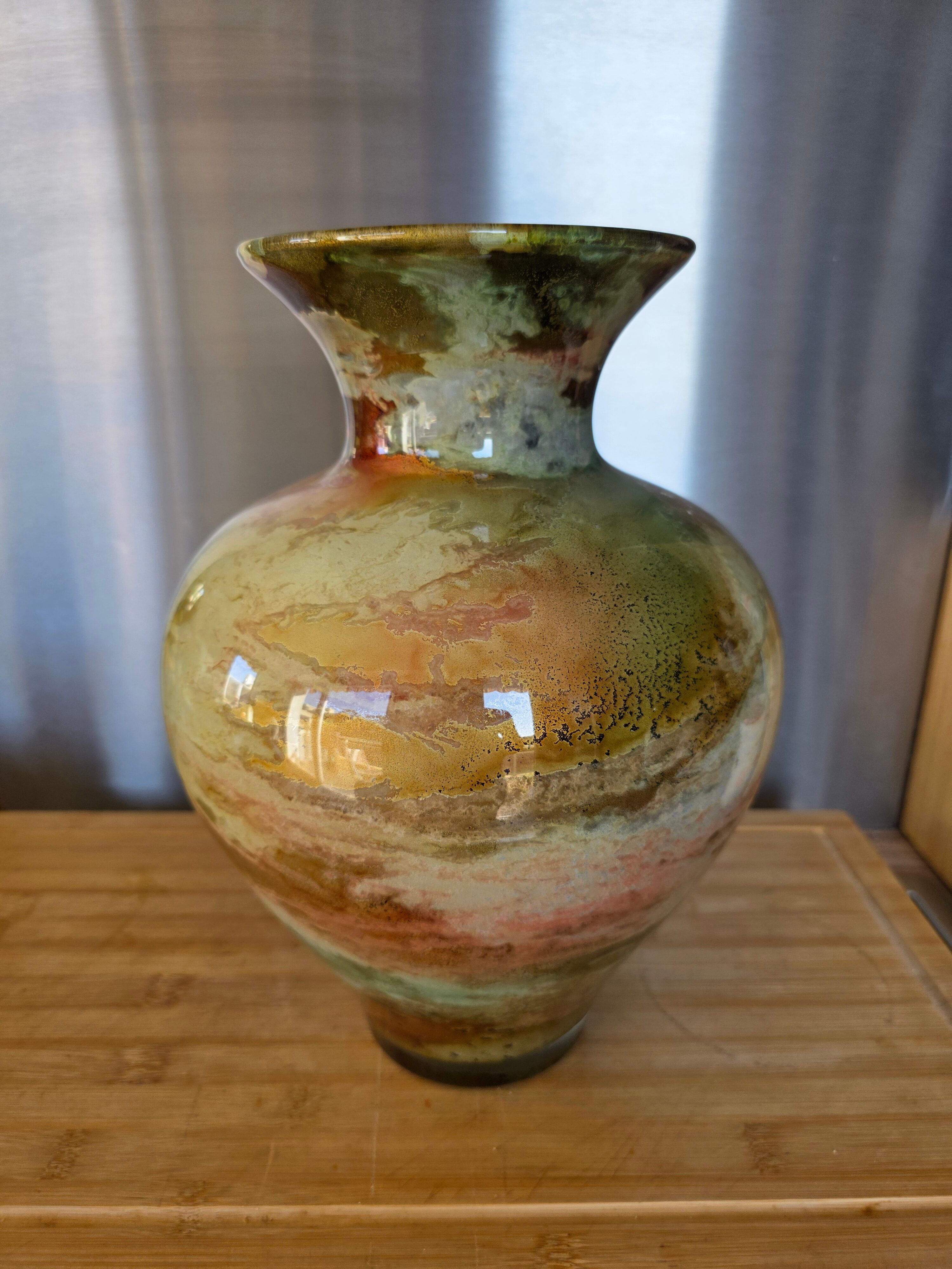 Large Art Vase Lacquered on Glass Jean-Noël Bouillet