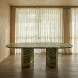 Green marble Oval Dining table