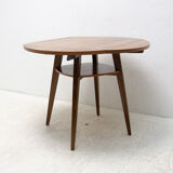 Folding walnut coffee table from the 1950s, Czechoslovakia