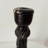 Large antique carved wooden candlestick