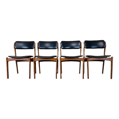 4 chaises en teck des années 70, chaise Erik Buch o.d. møbler Danemark