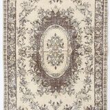 5x9 Cream & Brown Turkish Vintage Rug 162x260Cm SK 24779