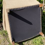 Pair of vintage ribbed velvet armchairs