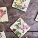 6 dessous de verre vintage décor Redouté