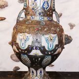 Vase potiche  en ceramique et argent orientaliste Maroc