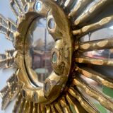 Mirror sun in gilded wood XXL facet mirror design year 60
