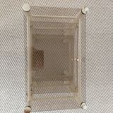 Vintage nesting tables Boutboul - cream metal and smoked glass - 70s design.