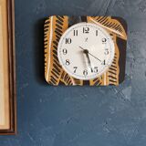 Silent rectangular vintage wall pendulum clock "Jaz ochre gray"