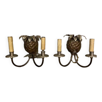 Pair of Maison Charles bronze wall lights from the 60s/70s