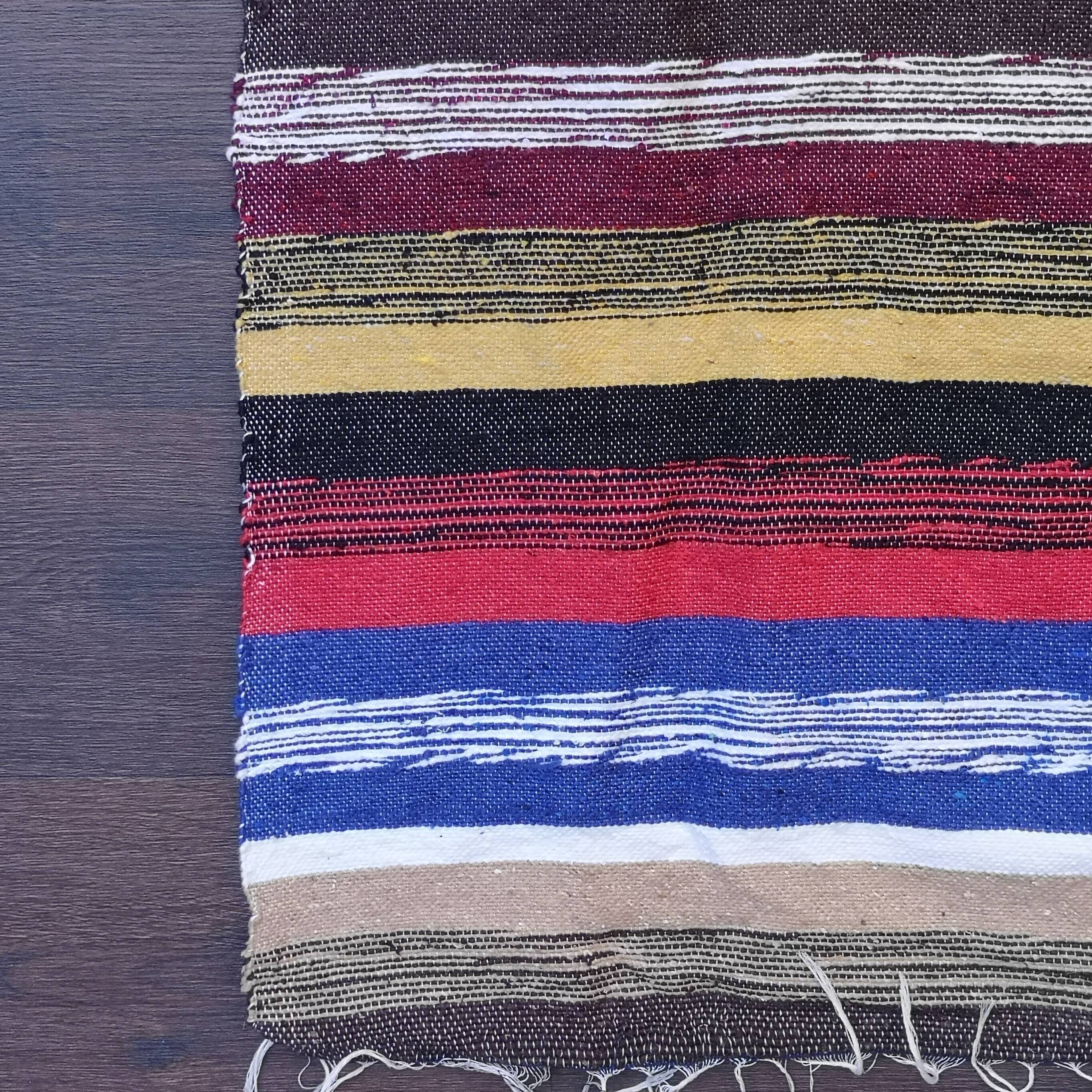 Moroccan Berber rug handmade in brown cotton 90 x 180 cm
