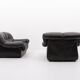 Fauteuils lounge vintage design italien en cuir noir de PelleRossi