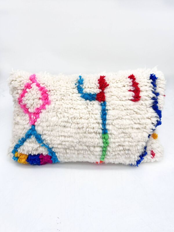 Housse de coussin berbère marocain Azilal à motifs colorés 55x35cm