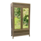 2-door, 1-drawer mirrored cabinet in art deco style, raw oak wood