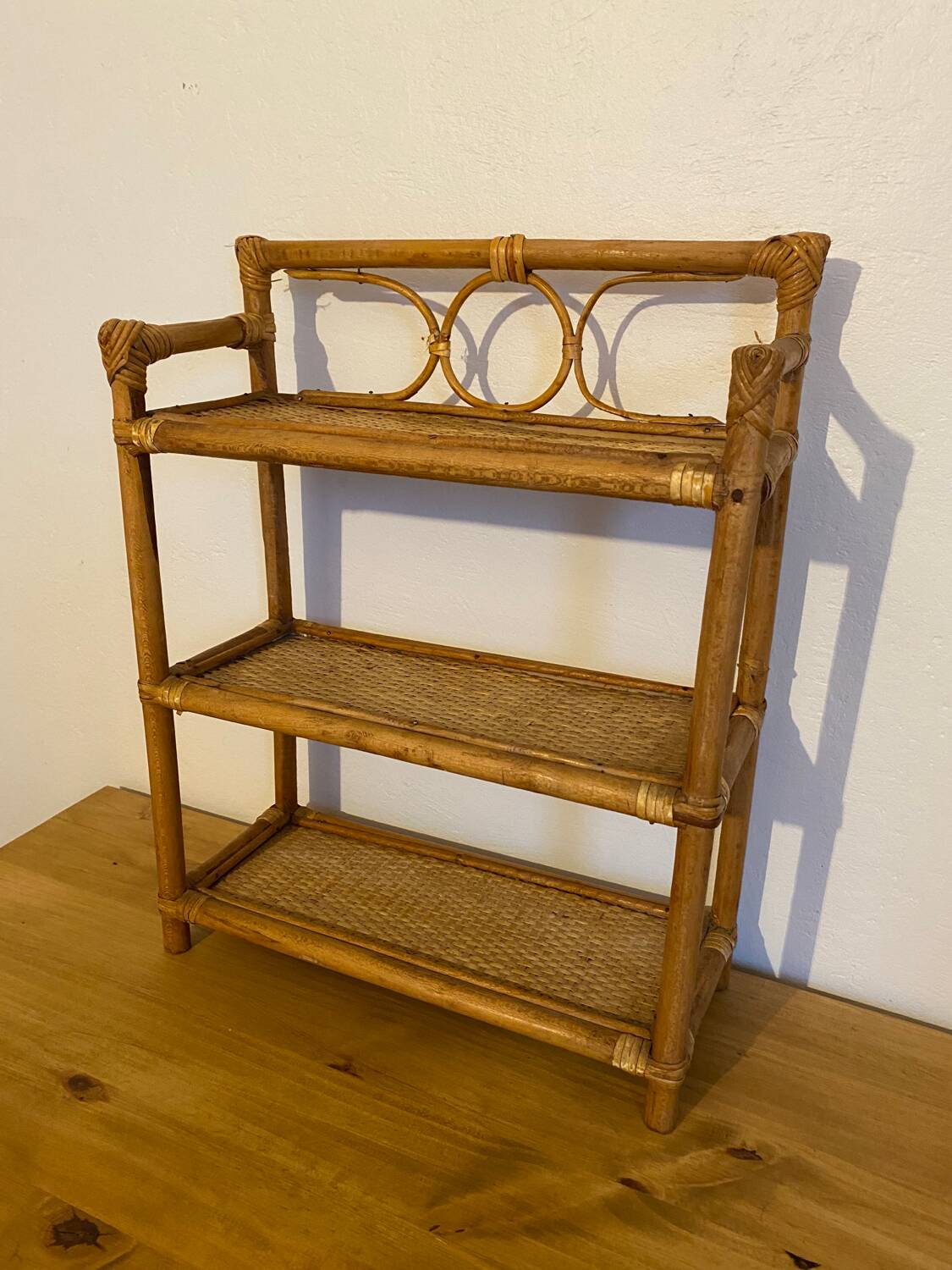 Rattan and bamboo shelf