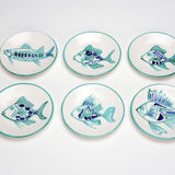 Robert Picault 6 flat round plates circa 1960