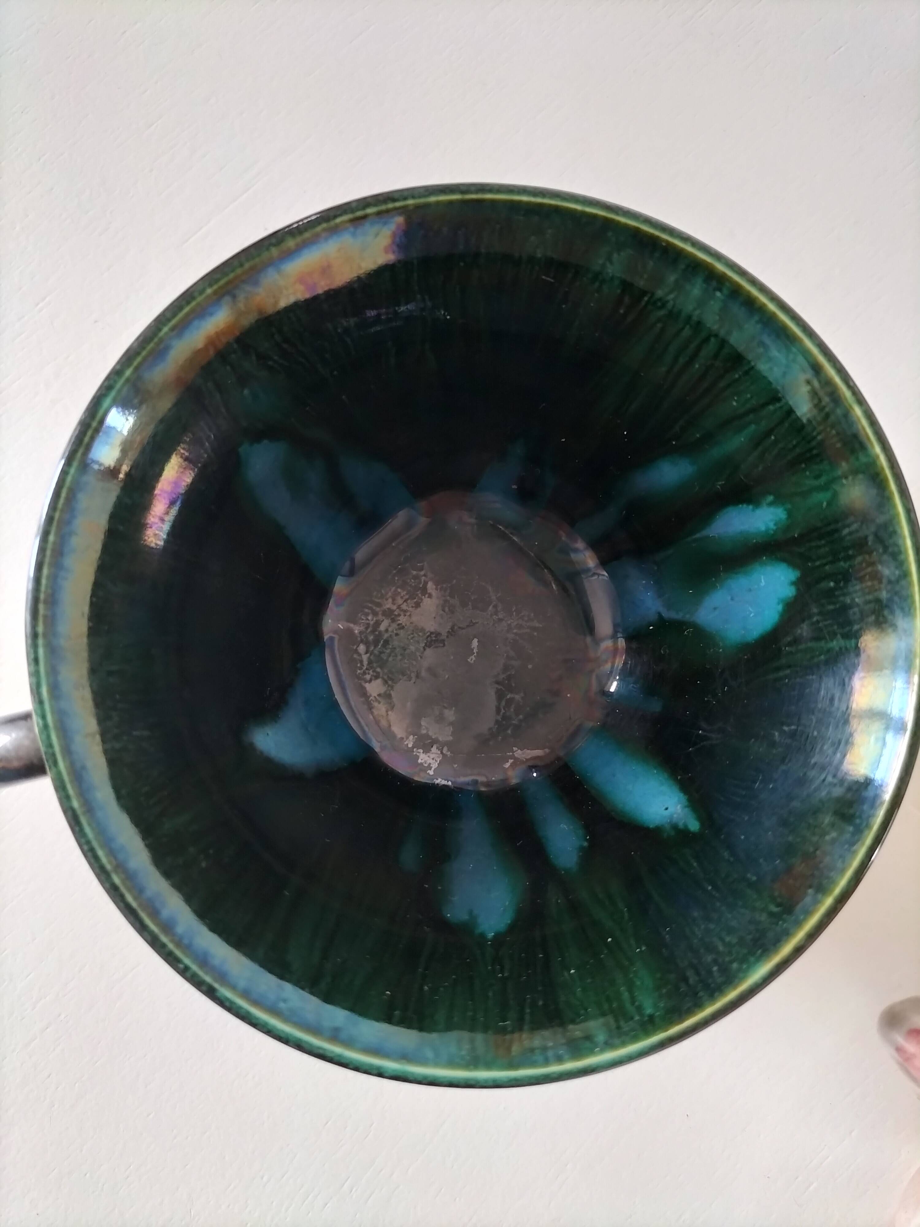 5 tasses Gaubier Morvan grès émaillé flammé multicolore