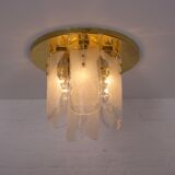 Ceiling lamp in brass and Murano glass 1970's