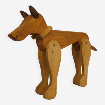 Jouet chien articulé en bois. Années 40