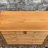 Vintage rattan and woven wicker chest of drawers 1970