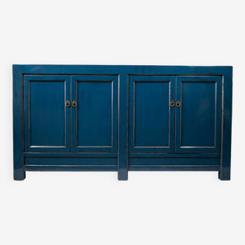 Vintage sideboard and glossy lacquer paint - blue
