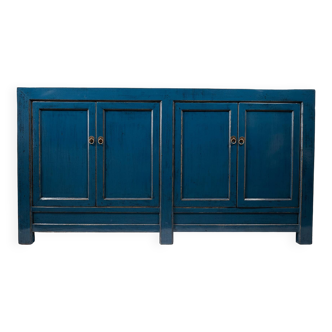 Vintage sideboard and glossy lacquer paint - blue