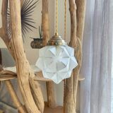 Vintage frosted glass lamp, Art Deco star shape, customizable