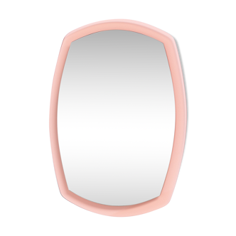 Miroir biseaute en verre rose modernisme Italie, 1960s