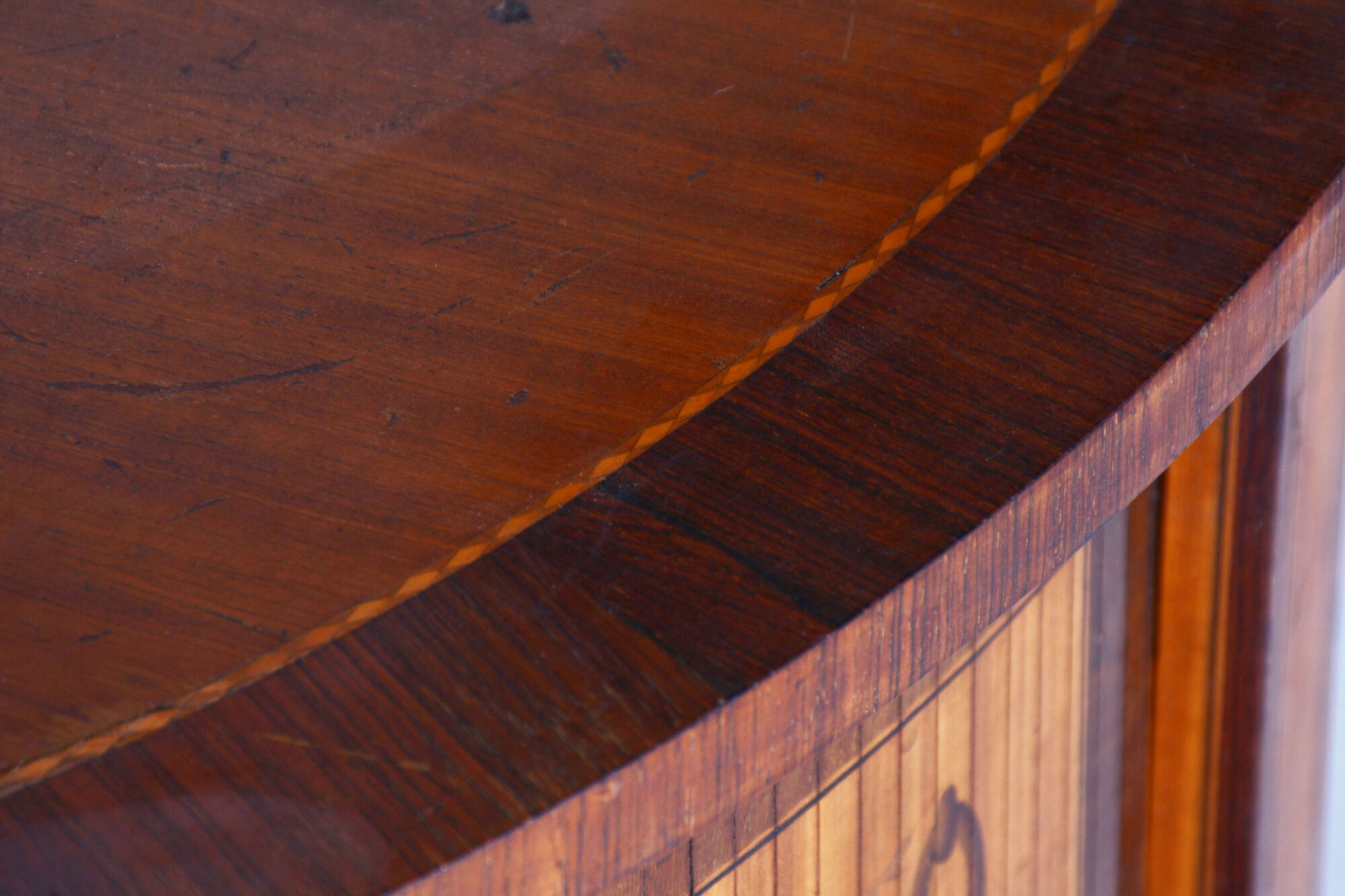 Restored Biedermeier Side Table, Walnut, Maple, Unique Marquetry, France, 1850s