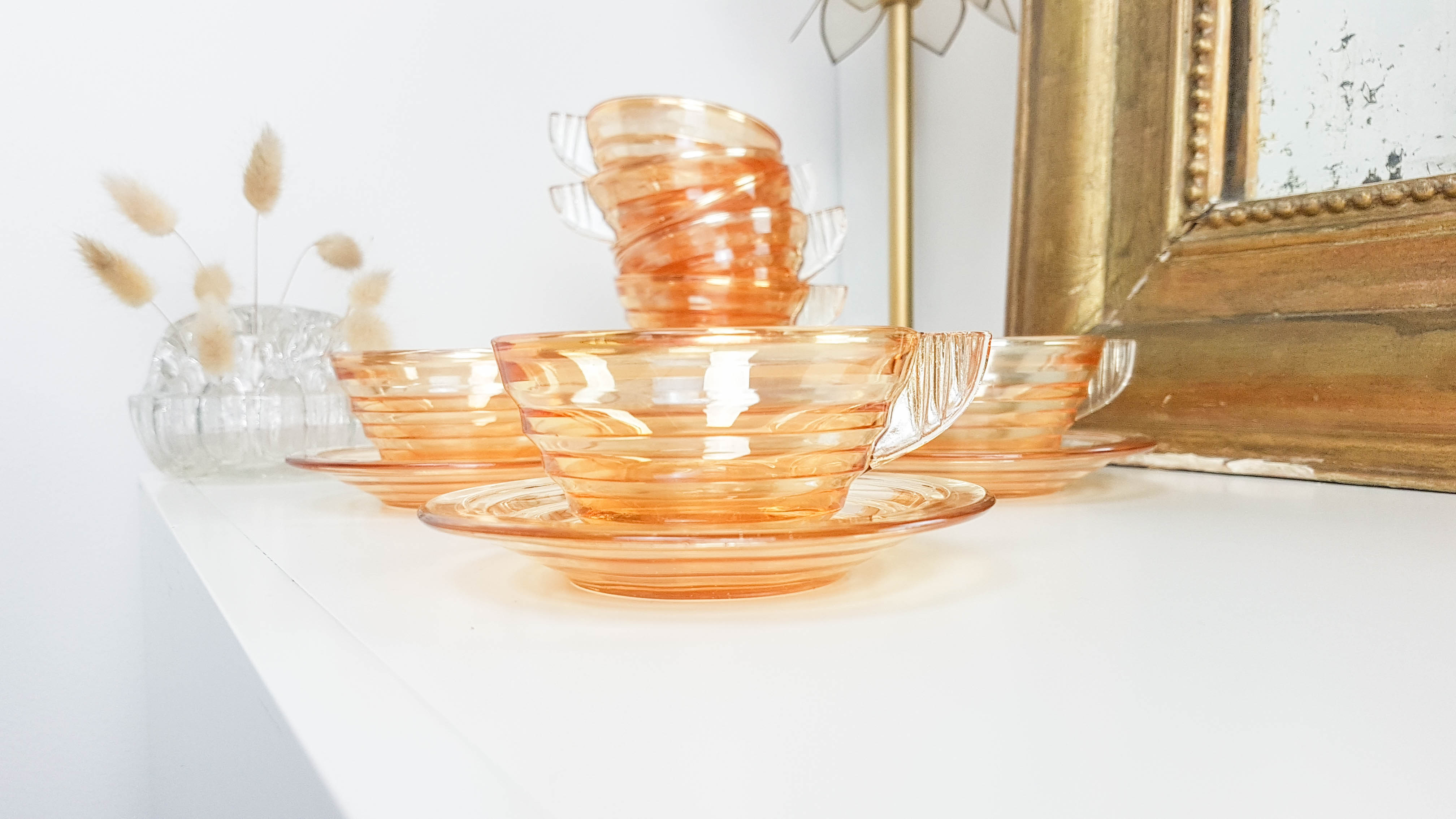 Gondolo coffee service in iridescent glass