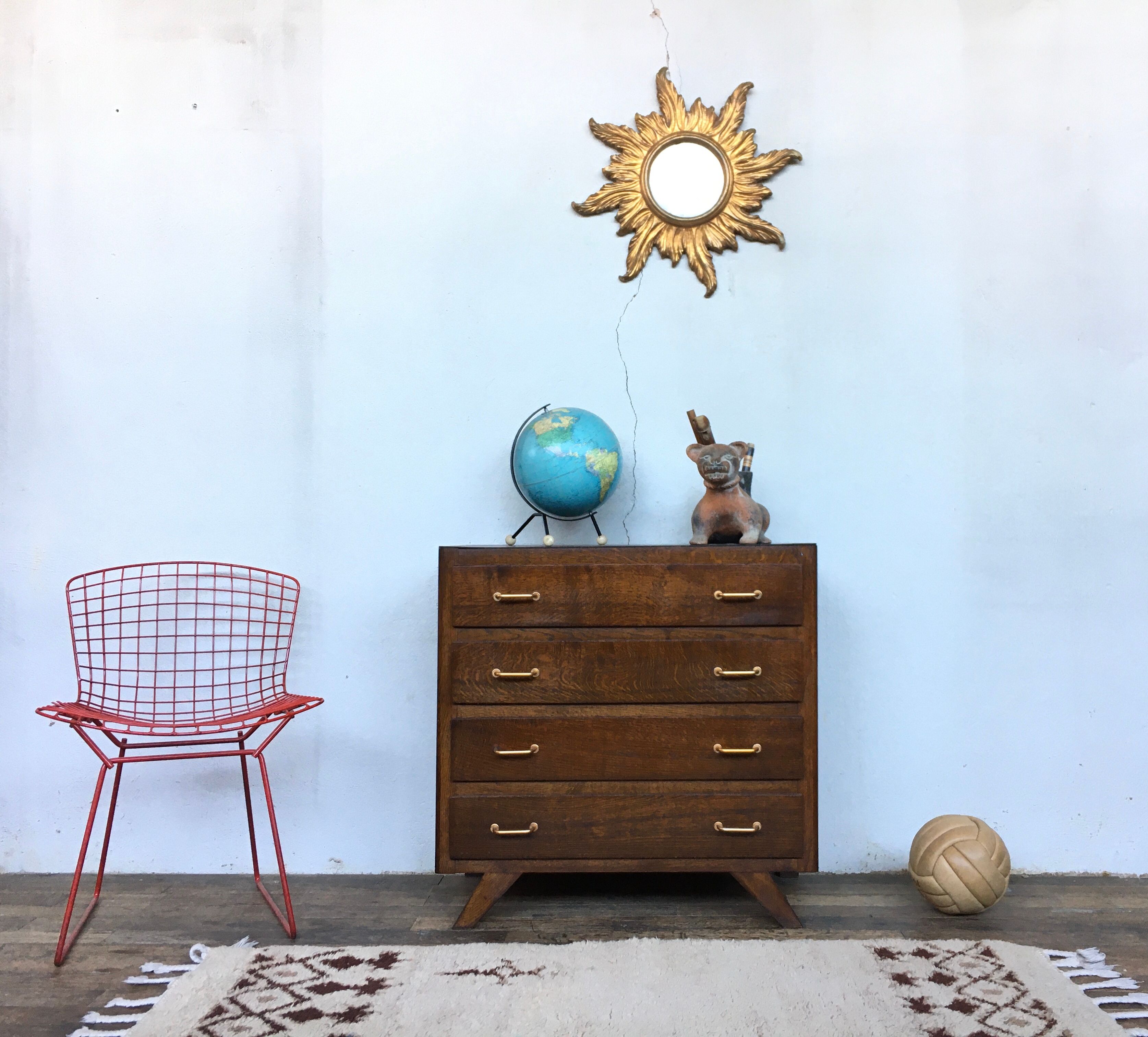 Former Vintage weekly ragsmaker 1950/1960 - retro - 4 drawers - compass feet - oak