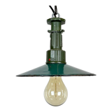 Industrial Green Enamel Pendant Lamp with Cast Aluminium Top, 1960