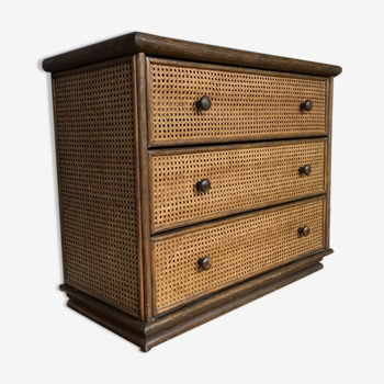 Chest of drawers caning and wood
