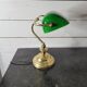 Vintage brass desk lamp with glass shade