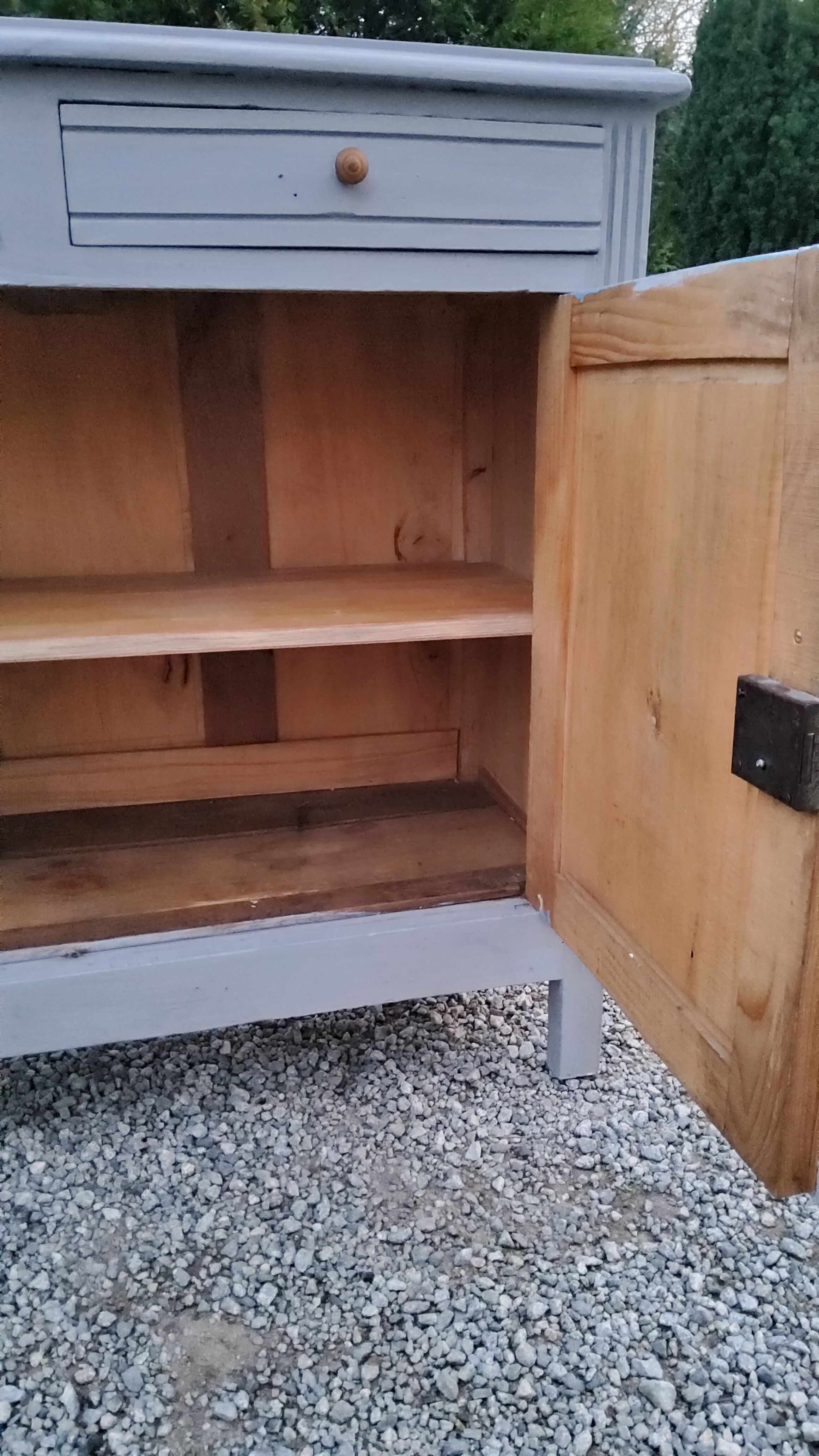 Parisian buffet patina gray 2 doors 2 drawers in solid poplar