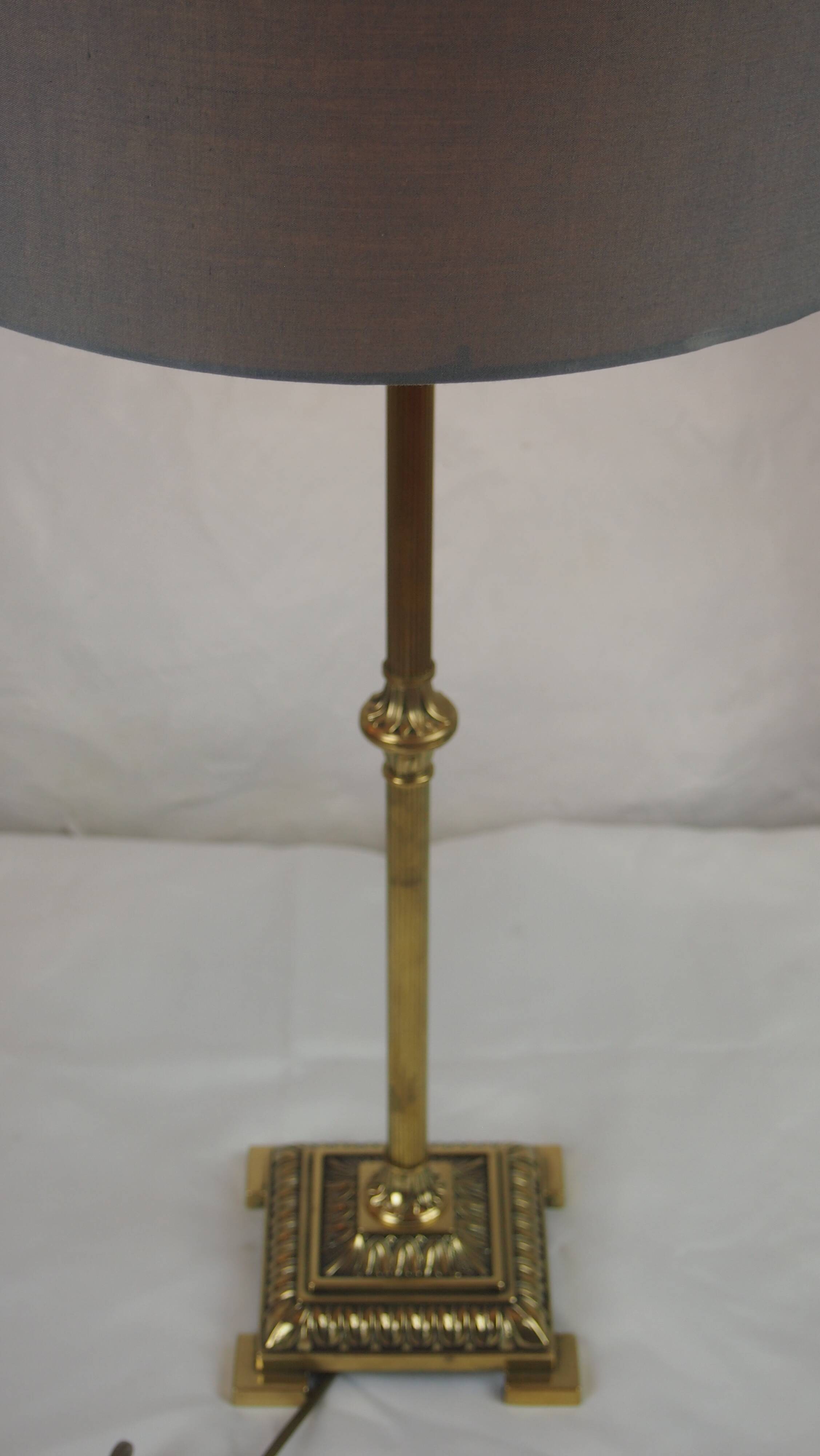Empire Table/Desk Lamp, Antique Column, Neo-Classical, Gilded Bronze