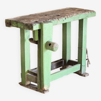 Small wooden workbench early 20th century green color