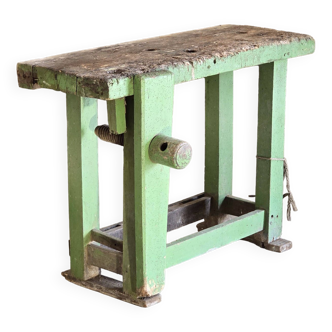 Small wooden workbench early 20th century green color