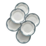 6 antique ironstone dinner plates "Lucy" Saint Amand