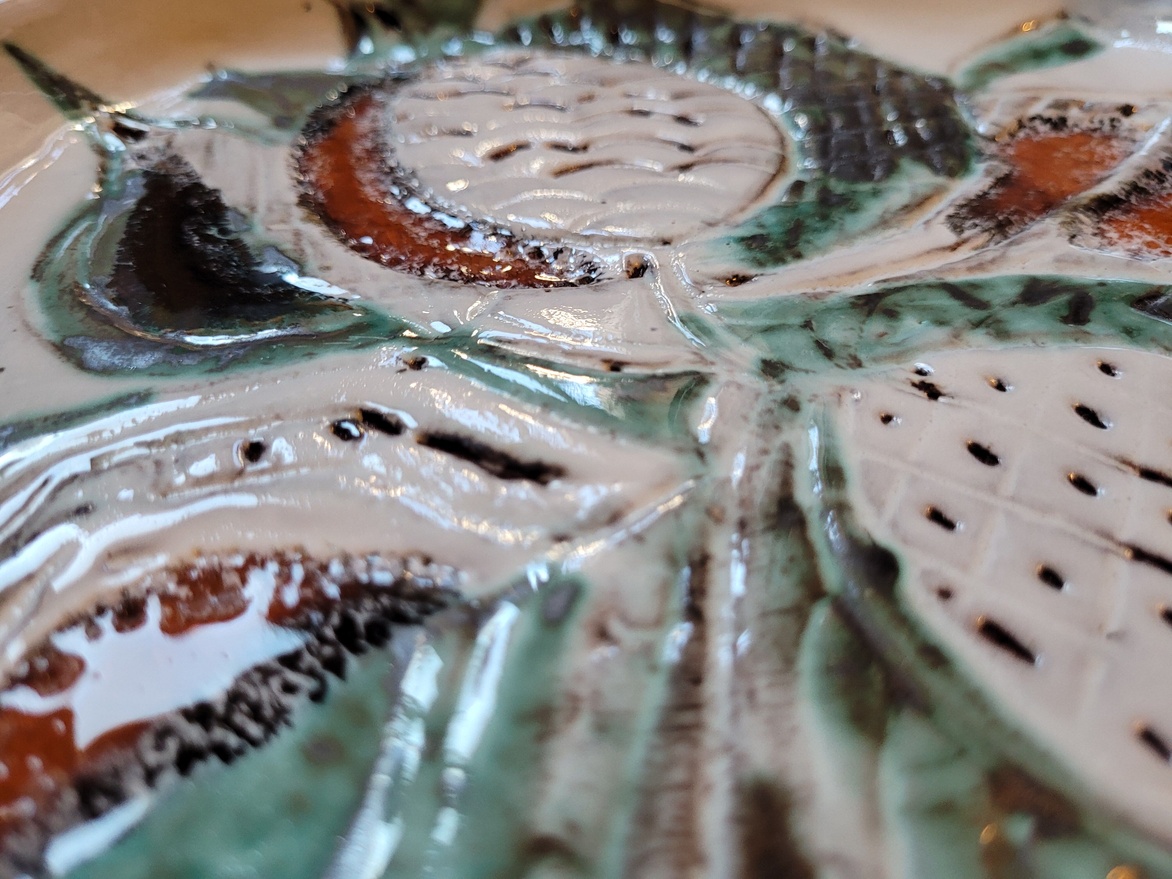 Old vintage ceramic dish Vallauris 50s 60s