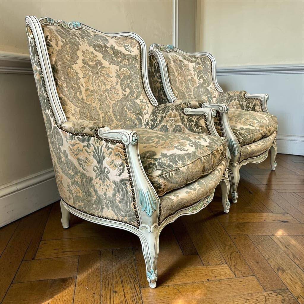 Ensemble de 2 fauteuils baroques vintage / chaises individuelles / sièges