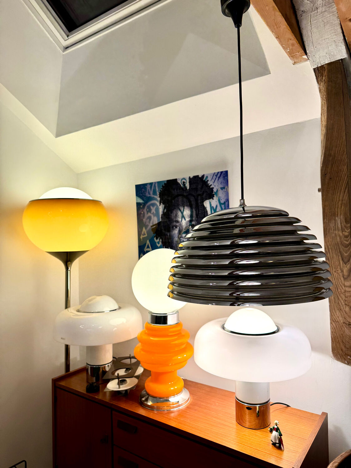 Kazuo Motozawa, Large Suspension "Saturn", Circa 1972, Metal Lamp