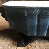 blue enamelled cast iron flower tray