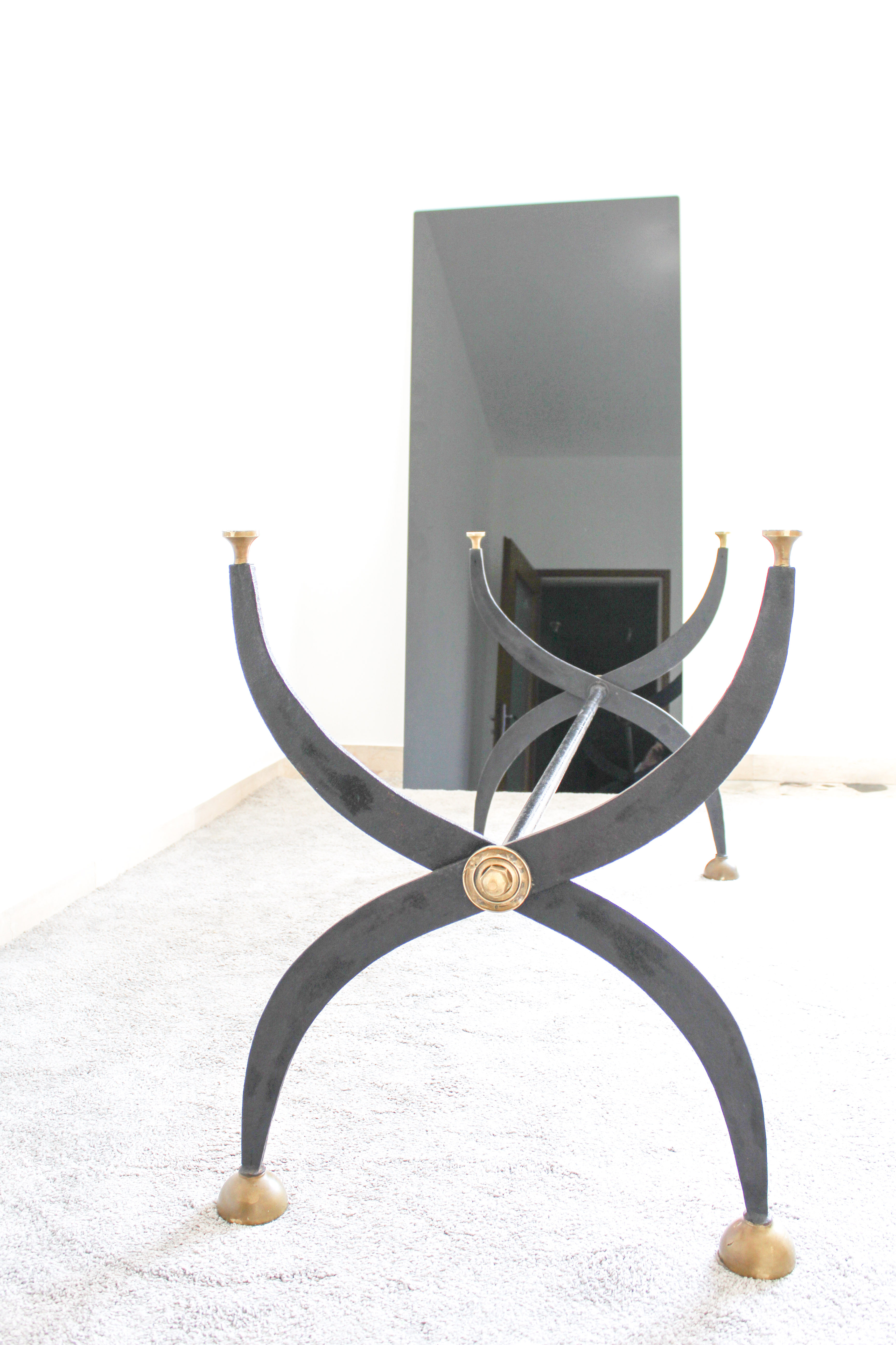Wrought iron table with black lacquered glass, Italia 1970s
