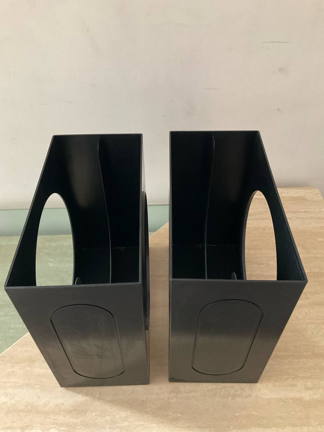 Pair of vintage 1970s vinyl record racks